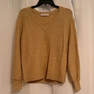 LOFT Women's V-Neck Sweater in Gold